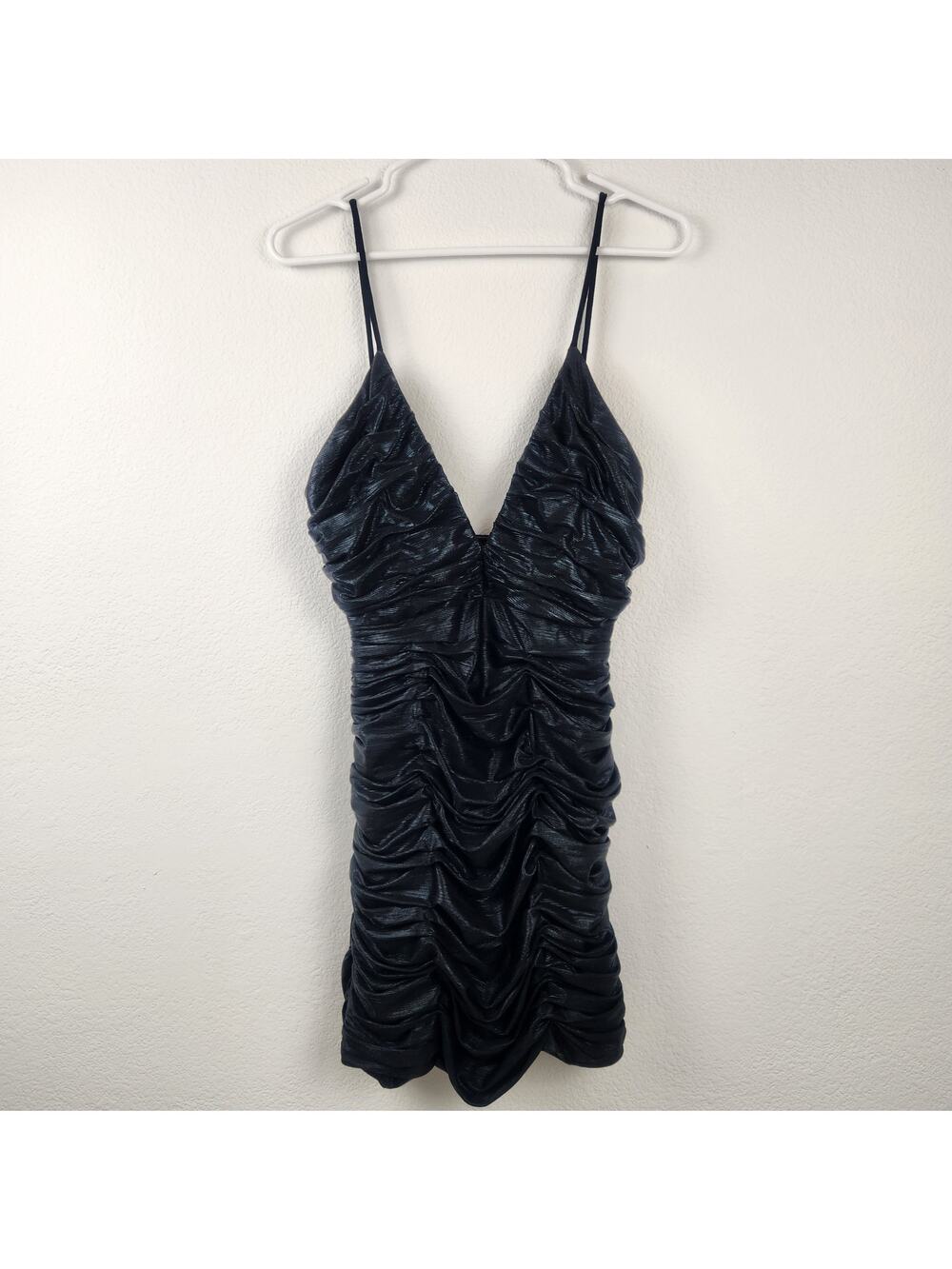 Retrofete Mini Black Ruched Dress Sleeveless V Neck Size XS? Sample